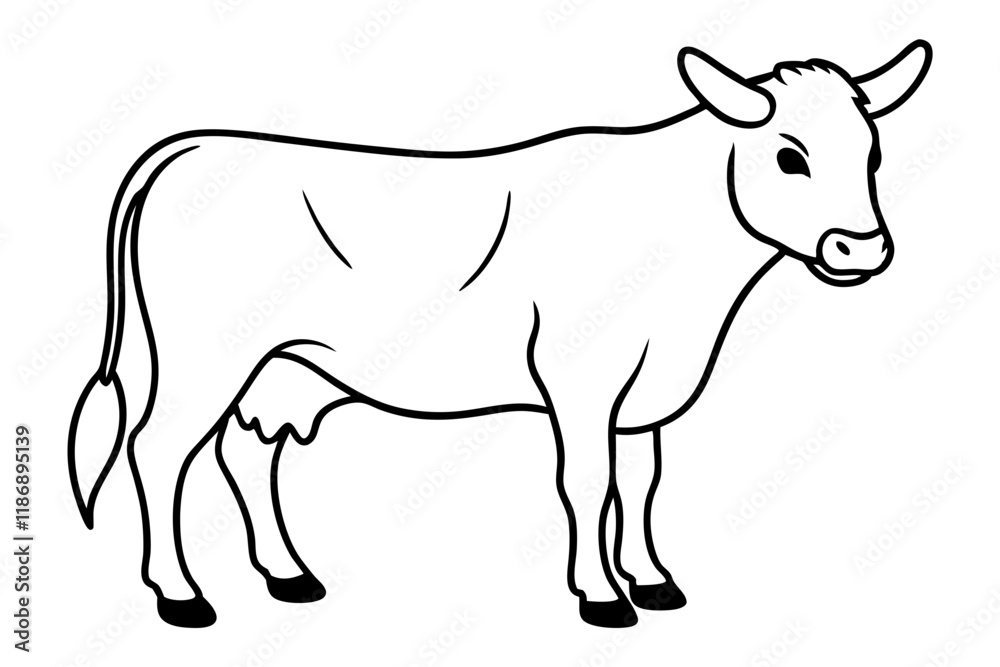 cattle silhouette line art vector illustration with a white background cattle silhouette line art vector illustration with a white background