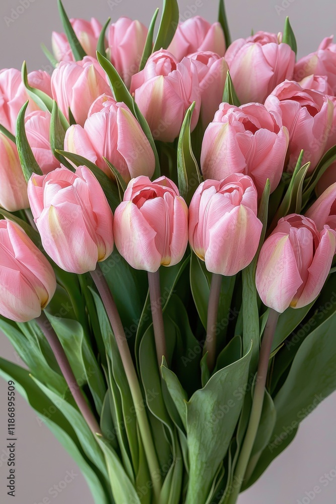 Beautiful bouquet of pink tulips arranged elegantly for a special occasion or celebration in a bright setting Beautiful bouquet of pink tulips arranged elegantly for a special occasion or celebration in a bright setting