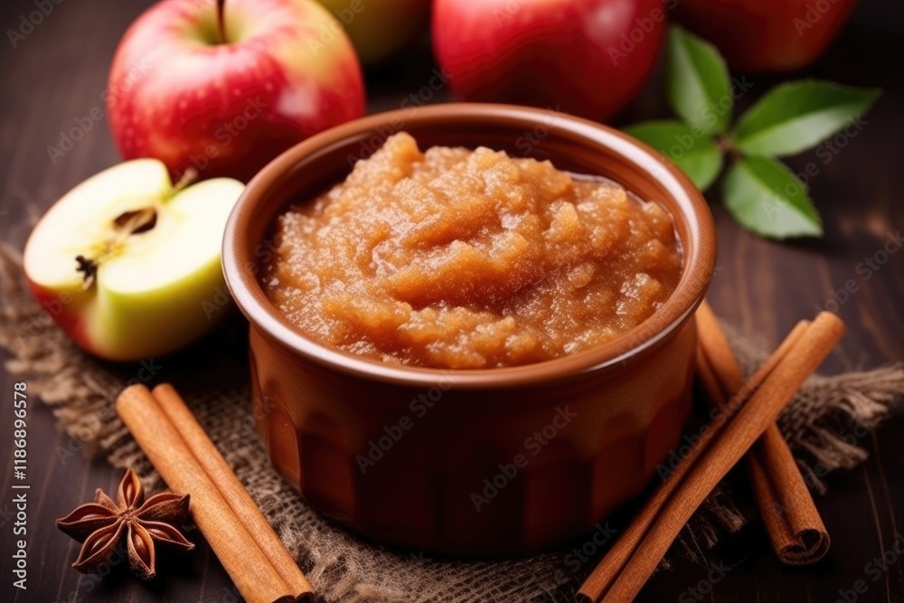 Sweet and Healthy Applesauce with Cinnamon- Made with Fresh Fruit and Perfect as a Vegetarian Food or Dessert Compote