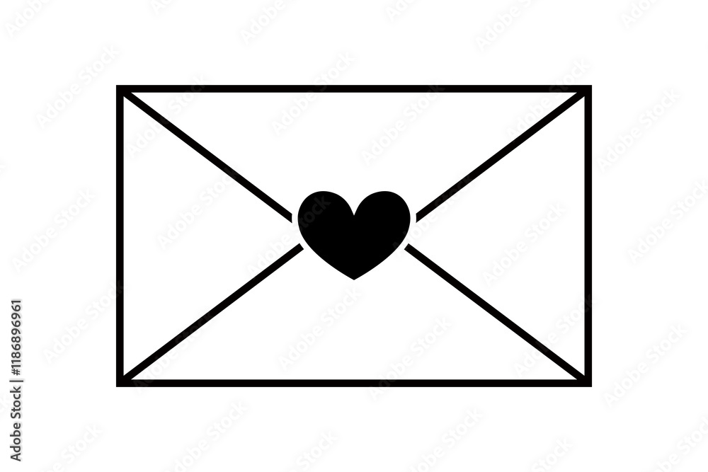 Envelope with Valentine Heart, vector isolated illustration. Envelope with Valentine Heart, vector isolated illustration.
