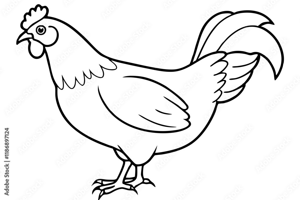 chicken silhouette line art vector illustration with a white background chicken silhouette line art vector illustration with a white background