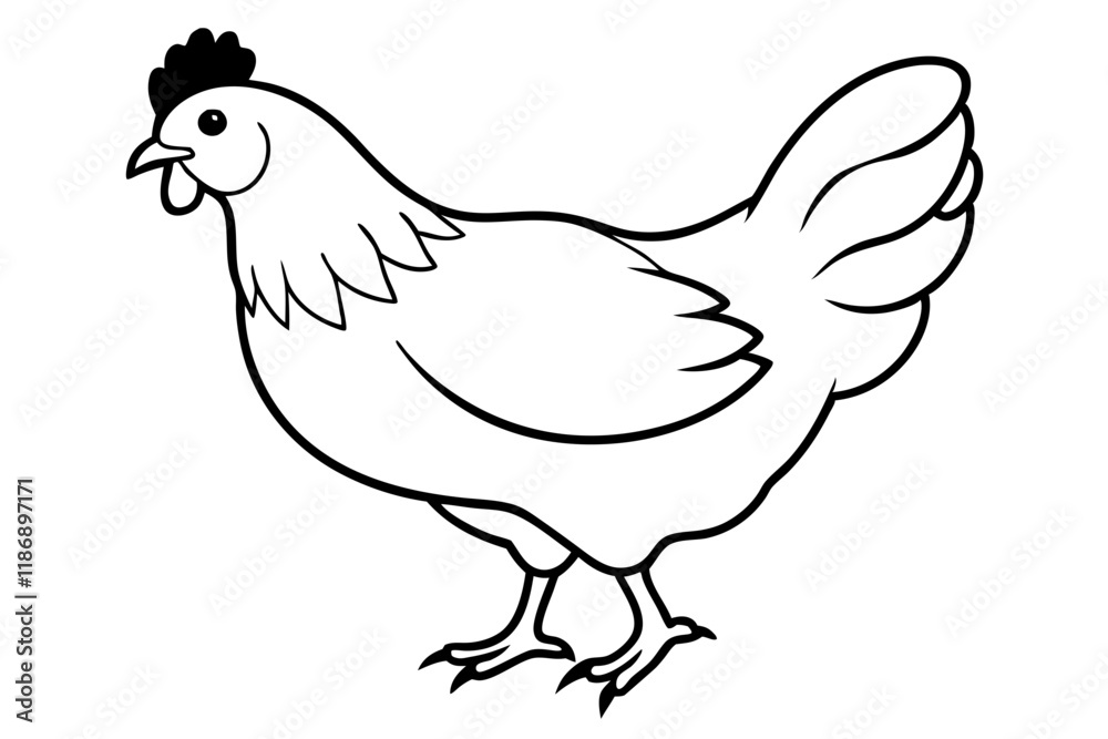 chicken silhouette line art vector illustration with a white background chicken silhouette line art vector illustration with a white background