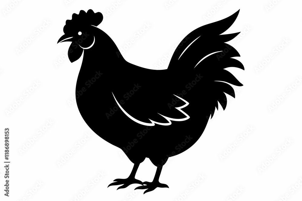 chicken silhouette line art vector illustration with a white background chicken silhouette line art vector illustration with a white background
