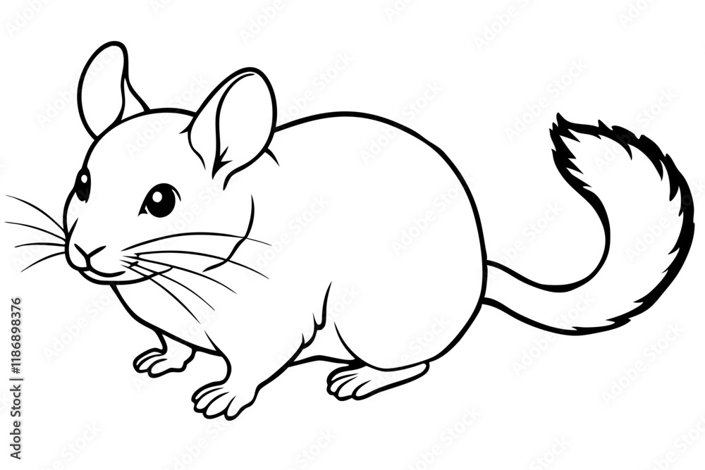 Obraz premium chinchilla silhouette line art vector illustration with a white background