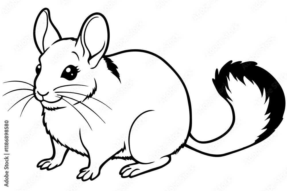 Obraz premium chinchilla silhouette line art vector illustration with a white background