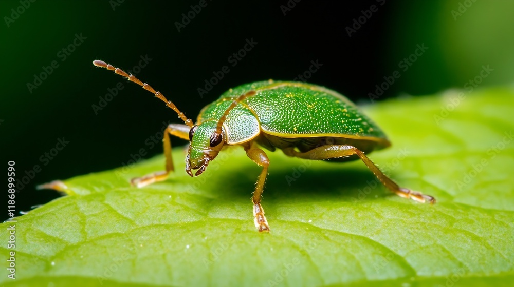 CloseUp of Vibrant Green Leaf Beetle on Fresh Leaf Surface : Generative AI CloseUp of Vibrant Green Leaf Beetle on Fresh Leaf Surface : Generative AI