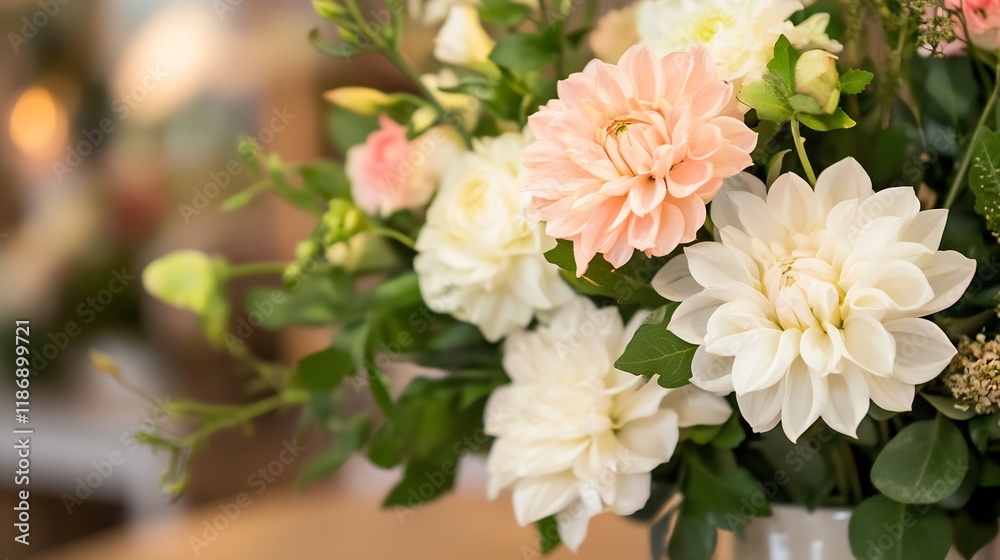Elegant bouquet of pastel flowers with soft petals and green leaves for a floral arrangement : Generative AI Elegant bouquet of pastel flowers with soft petals and green leaves for a floral arrangement : Generative AI