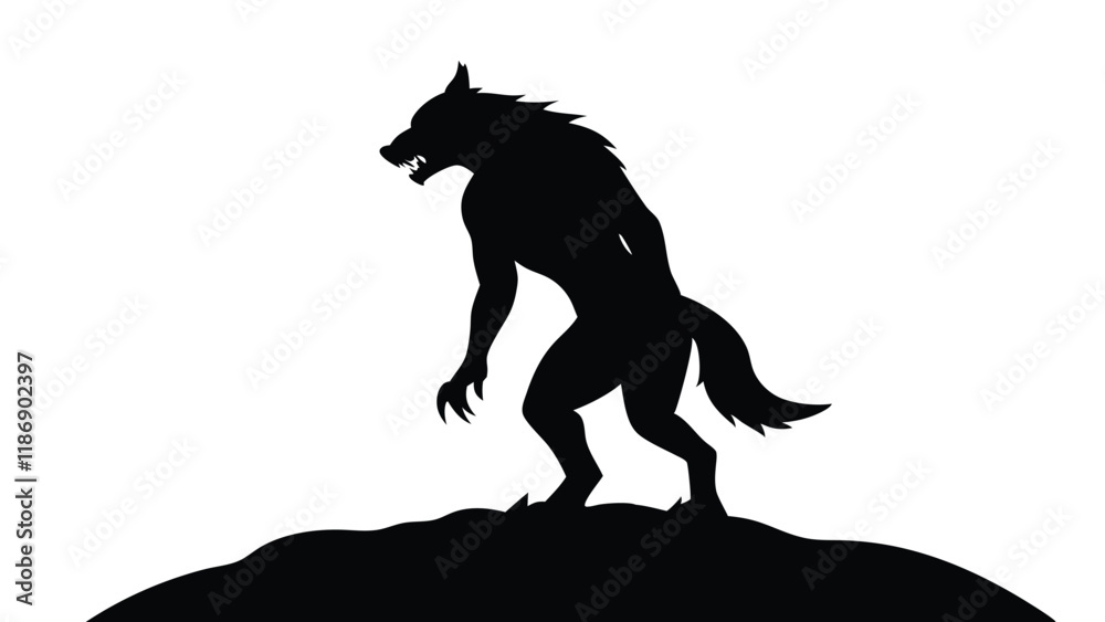 Fototapeta premium Full Moon and Werewolf Howling