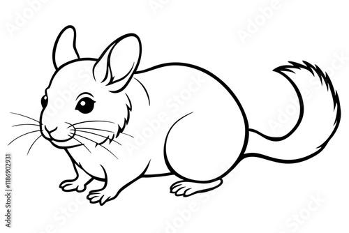 chinchilla silhouette line art vector illustration with a white background