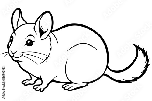chinchilla silhouette line art vector illustration with a white background