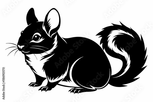 chinchilla silhouette line art vector illustration with a white background
