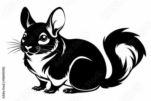 chinchilla silhouette line art vector illustration with a white background