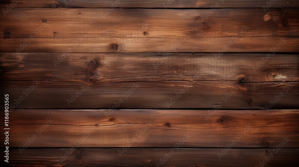 Fototapeta premium Textured wooden surface with rich brown hues and varying grain patterns suitable for rustic design themes and backgrounds