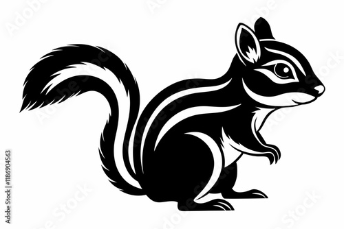 chipmunk silhouette line art vector illustration with a white background