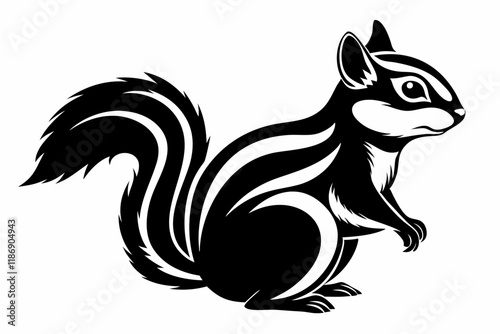 chipmunk silhouette line art vector illustration with a white background