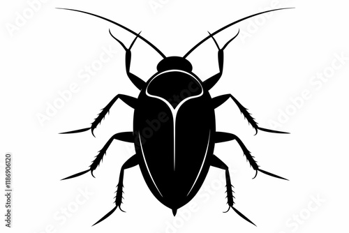 cockroach silhouette line art vector illustration with a white background