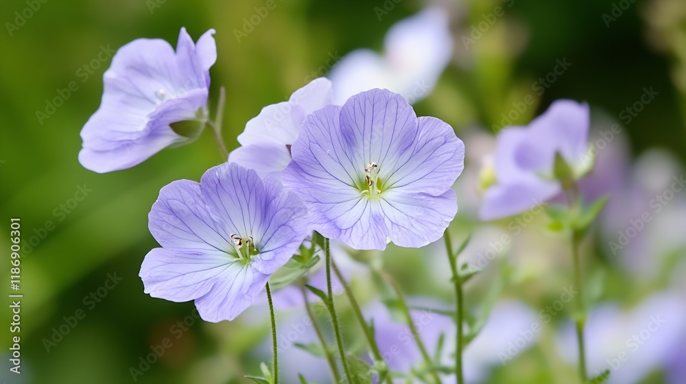 Purple Delicate Flowers Blossoming in Sunlit Garden Peaceful and Serene Nature Scene : Generative AI Purple Delicate Flowers Blossoming in Sunlit Garden Peaceful and Serene Nature Scene : Generative AI