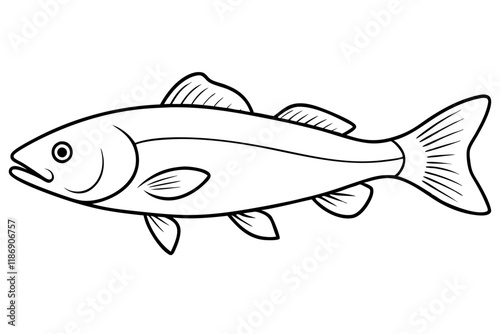 cod silhouette line art vector illustration with a white background
