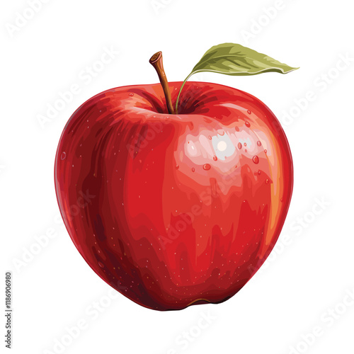 elegant illustration of red apple isolated on white