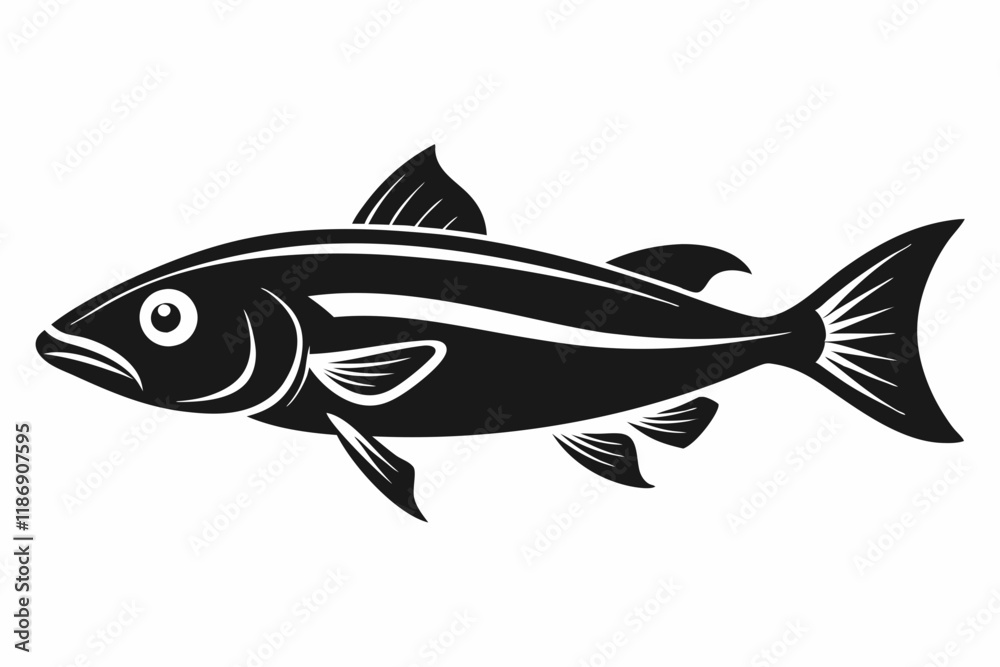 cod silhouette line art vector illustration with a white background cod silhouette line art vector illustration with a white background