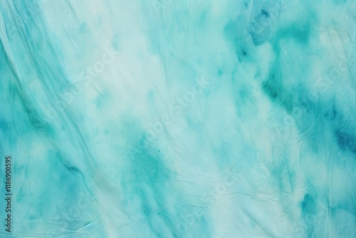 White Tie Dye Shibori Print on Vintage Turquoise Acrylic Paper. Watercolor Stains and Ink Hand Drawing with Dirty Grunge Texture