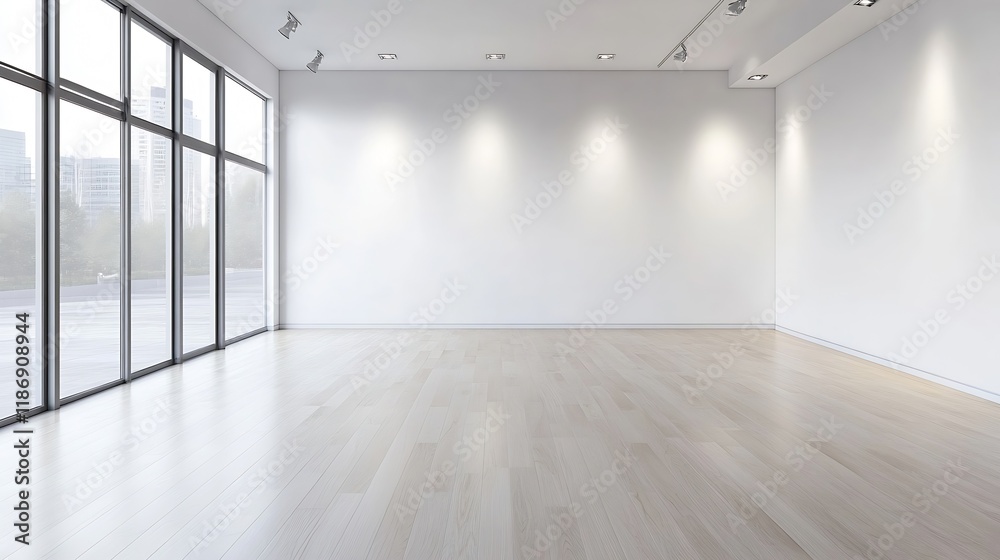 Spacious Bright Empty Room with Large Windows for Modern Interior Design : Generative AI Spacious Bright Empty Room with Large Windows for Modern Interior Design : Generative AI