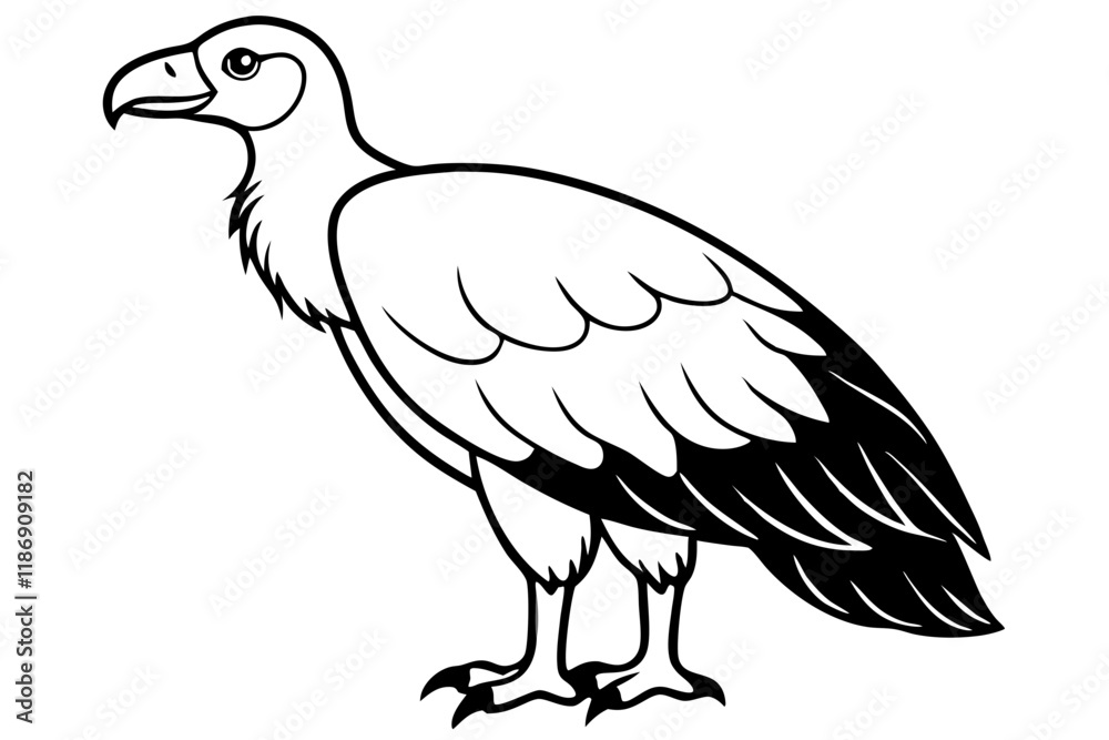Fototapeta premium condor silhouette line art vector illustration with a white background