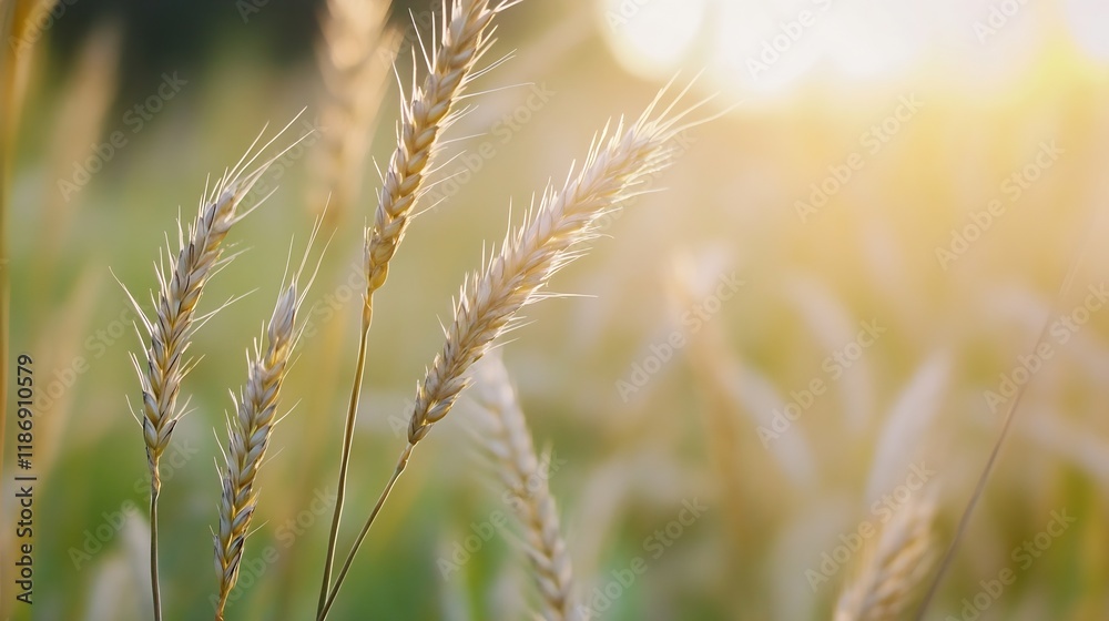 Golden Wheat Field Glowing Under Warm Evening Sunlight with Gentle Breeze : Generative AI Golden Wheat Field Glowing Under Warm Evening Sunlight with Gentle Breeze : Generative AI