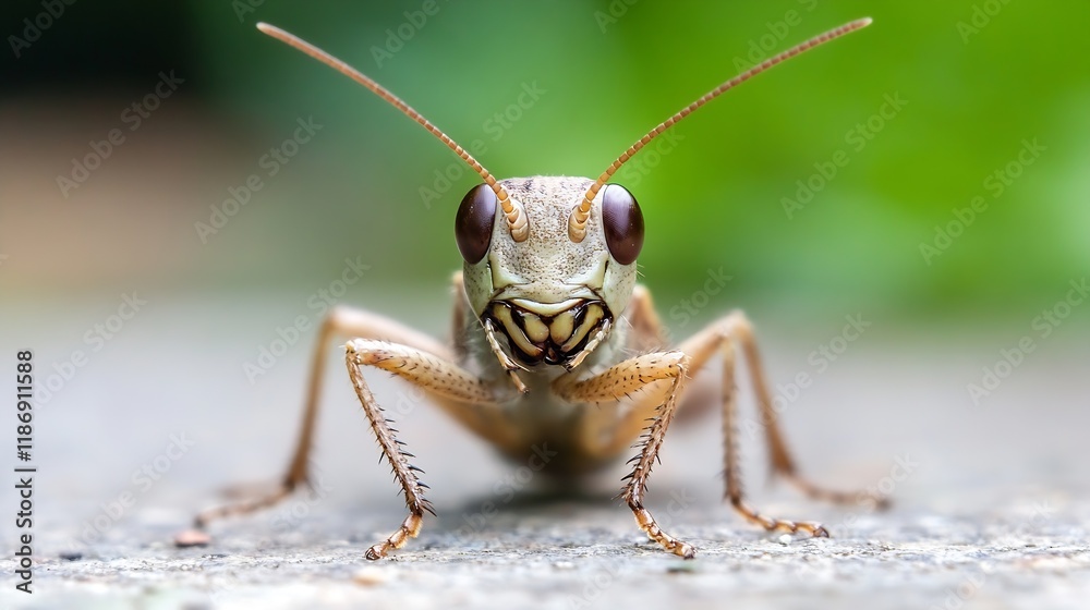 Macro Closeup of Curious Grasshopper on Surface Detailed and Unique View : Generative AI Macro Closeup of Curious Grasshopper on Surface Detailed and Unique View : Generative AI