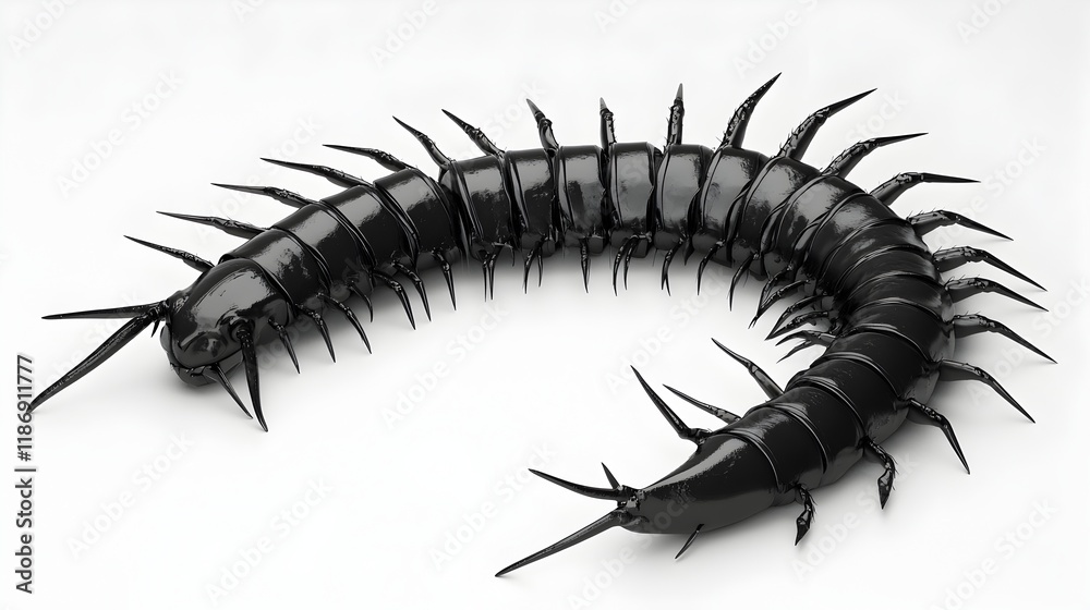 A black and white image of a long, thin, and spiky creature A black and white image of a long, thin, and spiky creature