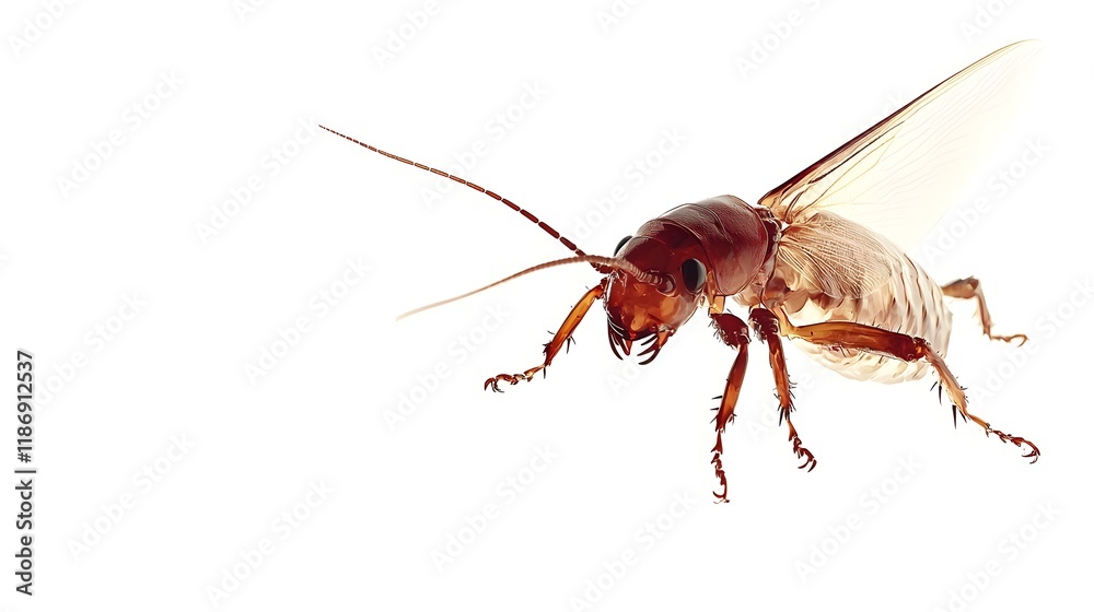 A brown bug with a black head and red legs A brown bug with a black head and red legs