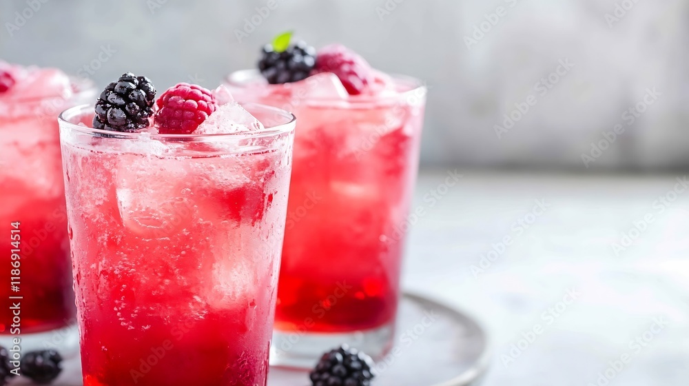 Refreshing Berry Cocktail with Ice Cubes and Mixed Berries in Clear Glass on Table : Generative AI Refreshing Berry Cocktail with Ice Cubes and Mixed Berries in Clear Glass on Table : Generative AI