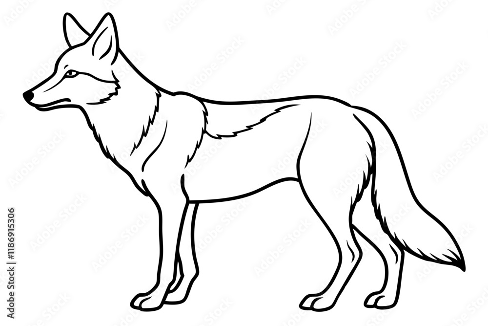 coyote silhouette line art vector illustration with a white background coyote silhouette line art vector illustration with a white background