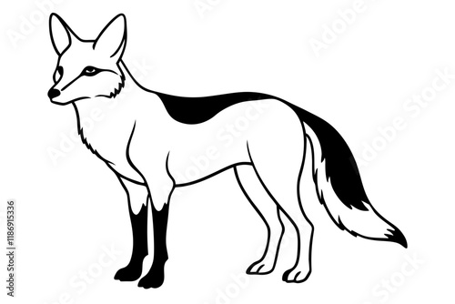 coyote silhouette line art vector illustration with a white background