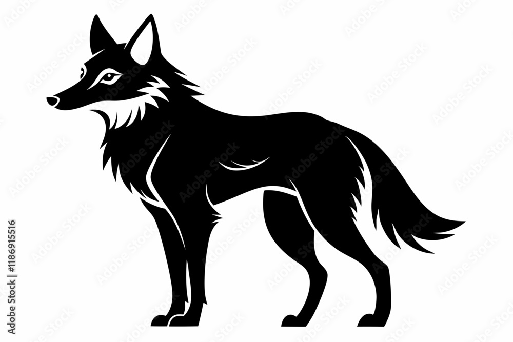coyote silhouette line art vector illustration with a white background coyote silhouette line art vector illustration with a white background