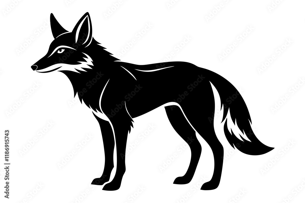 coyote silhouette line art vector illustration with a white background coyote silhouette line art vector illustration with a white background