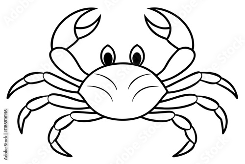 crab silhouette line art vector illustration with a white background