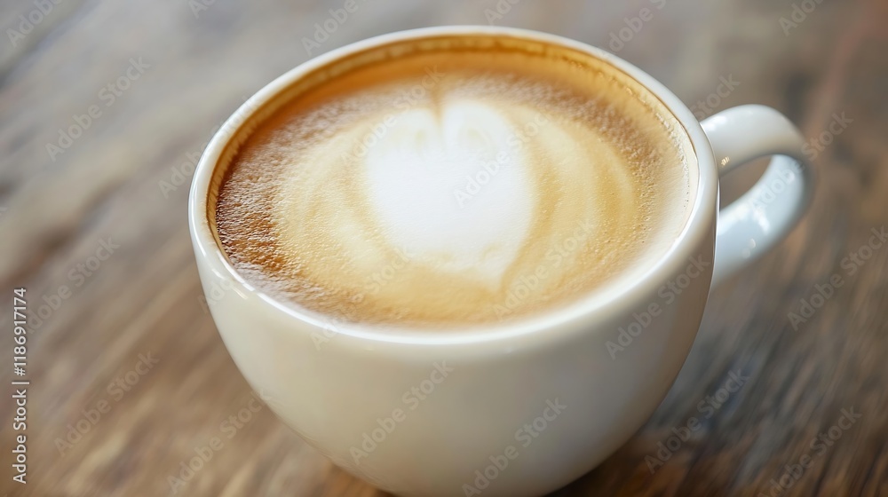 Warm Latte Art Coffee on Wooden Table Offering Comfort and Coziness in Morning Cafe Atmosphere : Generative AI Warm Latte Art Coffee on Wooden Table Offering Comfort and Coziness in Morning Cafe Atmosphere : Generative AI