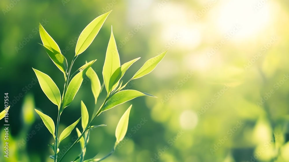 Vibrant green leaves basking in sunlight with natural bokeh background : Generative AI Vibrant green leaves basking in sunlight with natural bokeh background : Generative AI