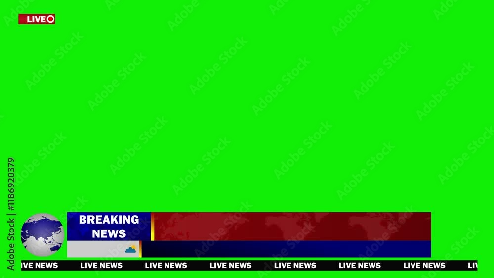 Breaking news lower third blank text box planet earth green screen animation