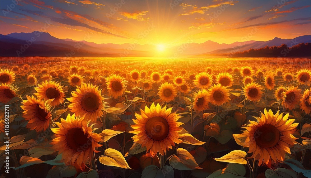 Fototapeta premium sunset over the field