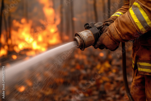 Firefighter Battling Wildfire 