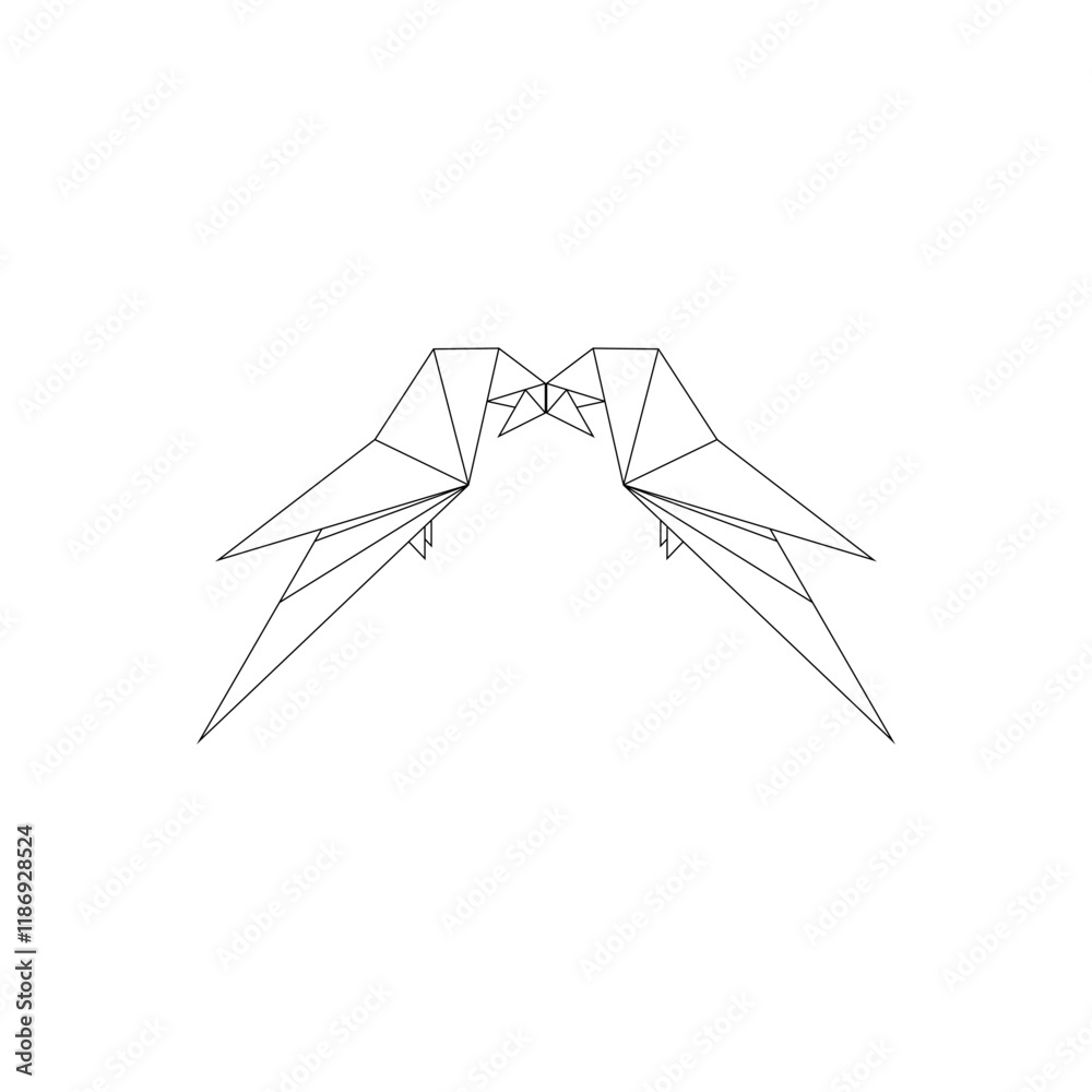 Pair Macaw, Ara, Parrot Polygonal Lines, can use for Logo, Pictogram, Bird Figure, Website, Apps, or Graphic Design Element. Vector Illustration Pair Macaw, Ara, Parrot Polygonal Lines, can use for Logo, Pictogram, Bird Figure, Website, Apps, or Graphic Design Element. Vector Illustration