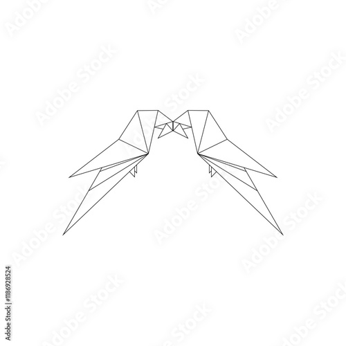 Pair Macaw, Ara, Parrot Polygonal Lines, can use for Logo, Pictogram, Bird Figure, Website, Apps, or Graphic Design Element. Vector Illustration