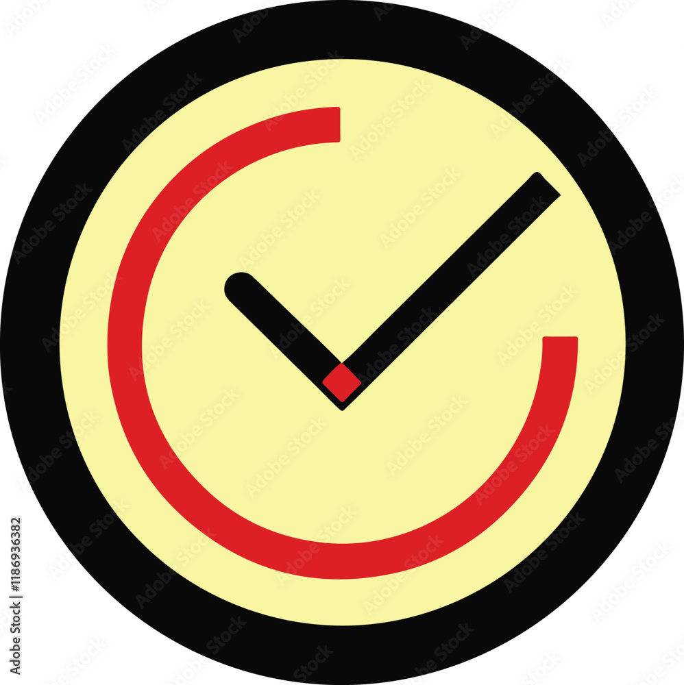 isolated check mark on clock icon Vector, check mark on clock Silhouette,check mark on clock icon set, check mark on clock for logo,color check mark on clock Vector illustration, Vector Graphic, EPS 1