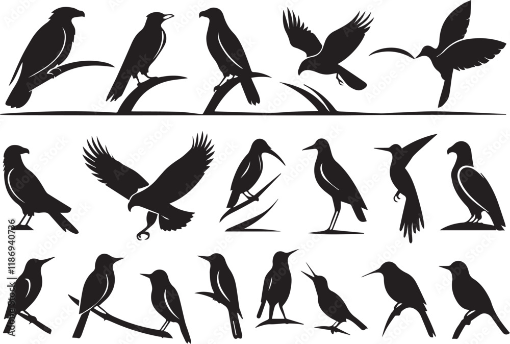 Obraz premium set of birds silhouettes
