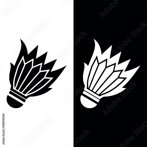 Hot badminton fire logo silhouette badminton club graphic design logos or icons vector illustration