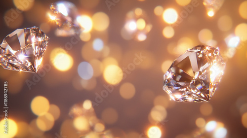 Blurred background with scattered diamonds
