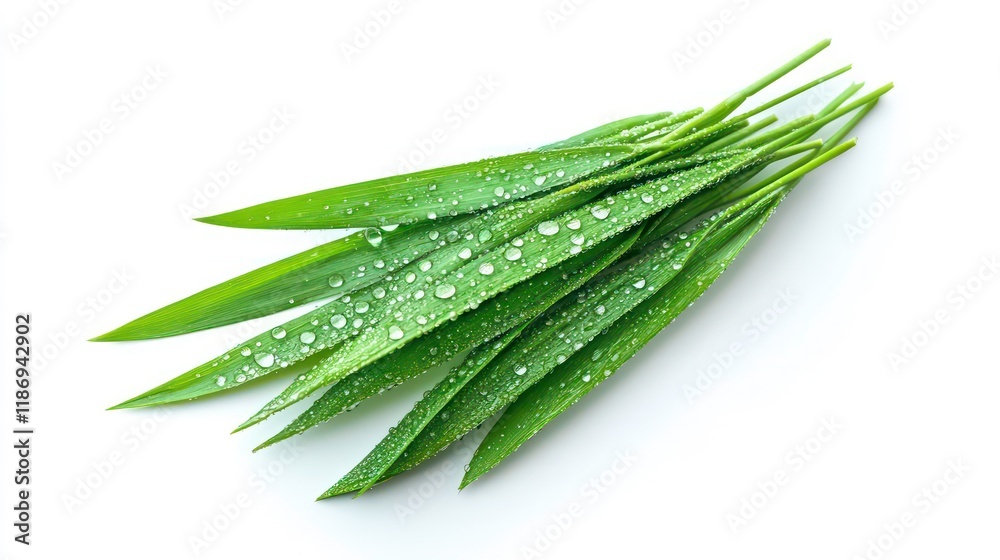 Green grass with dew drops isolated on white background Green grass with dew drops isolated on white background
