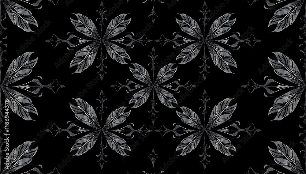 Elegant grayscale floral seamless pattern. Elegant grayscale floral seamless pattern.